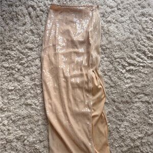 Forever 21 Nude Sequin Maxi Skirt with Side Slit